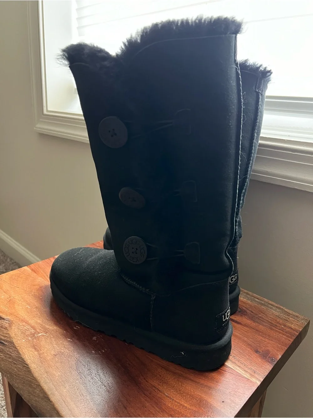 Black Button-Accent Tall Winter Boots